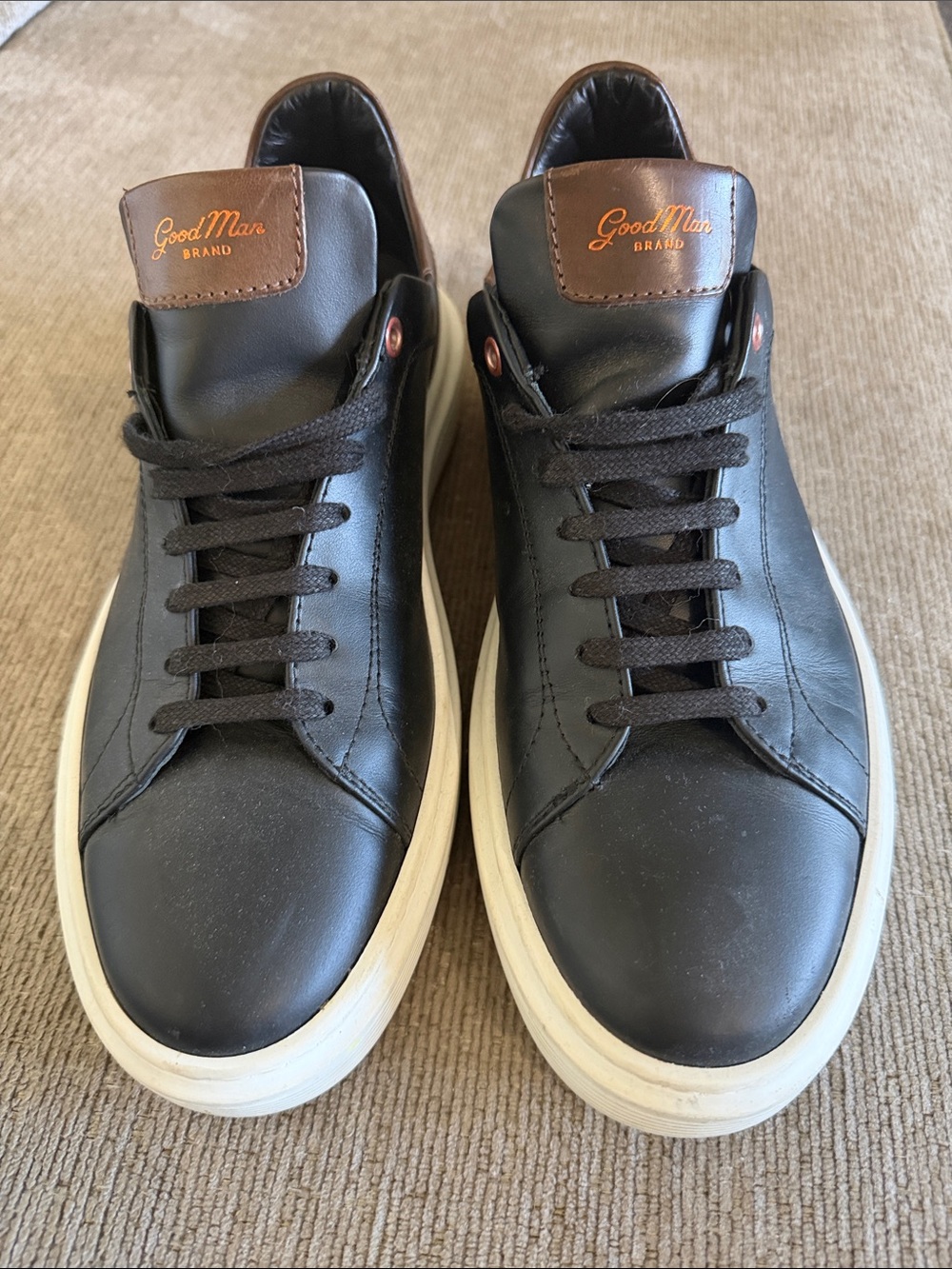 Good Man Brand Black Leather Sneakers with Cream Sole